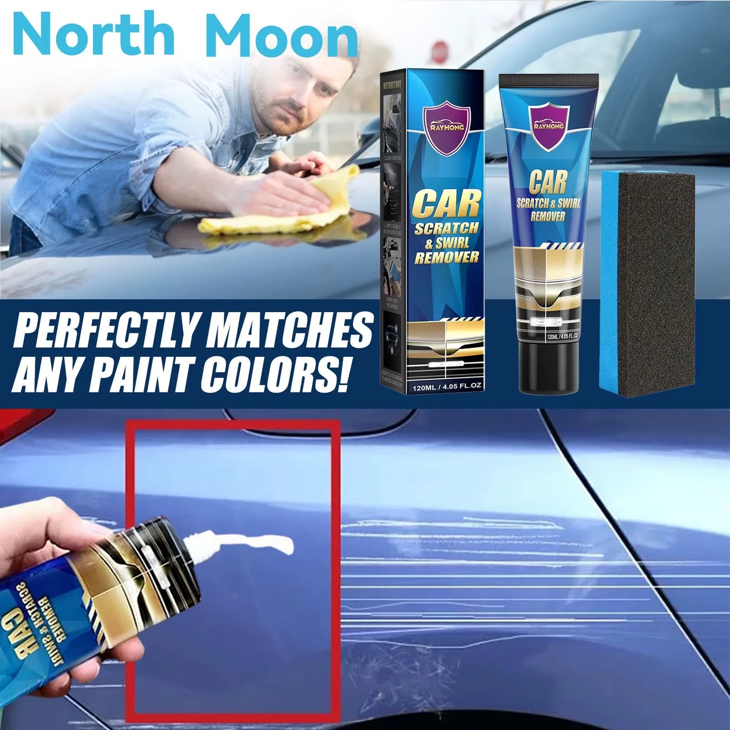 Rayhong 120ml Car Scratch Repair Kit Auto Body Paint Scratches Remove Polishing Wax Car Paint Scratch Cleaning Kit With Sponge - TrendForce25