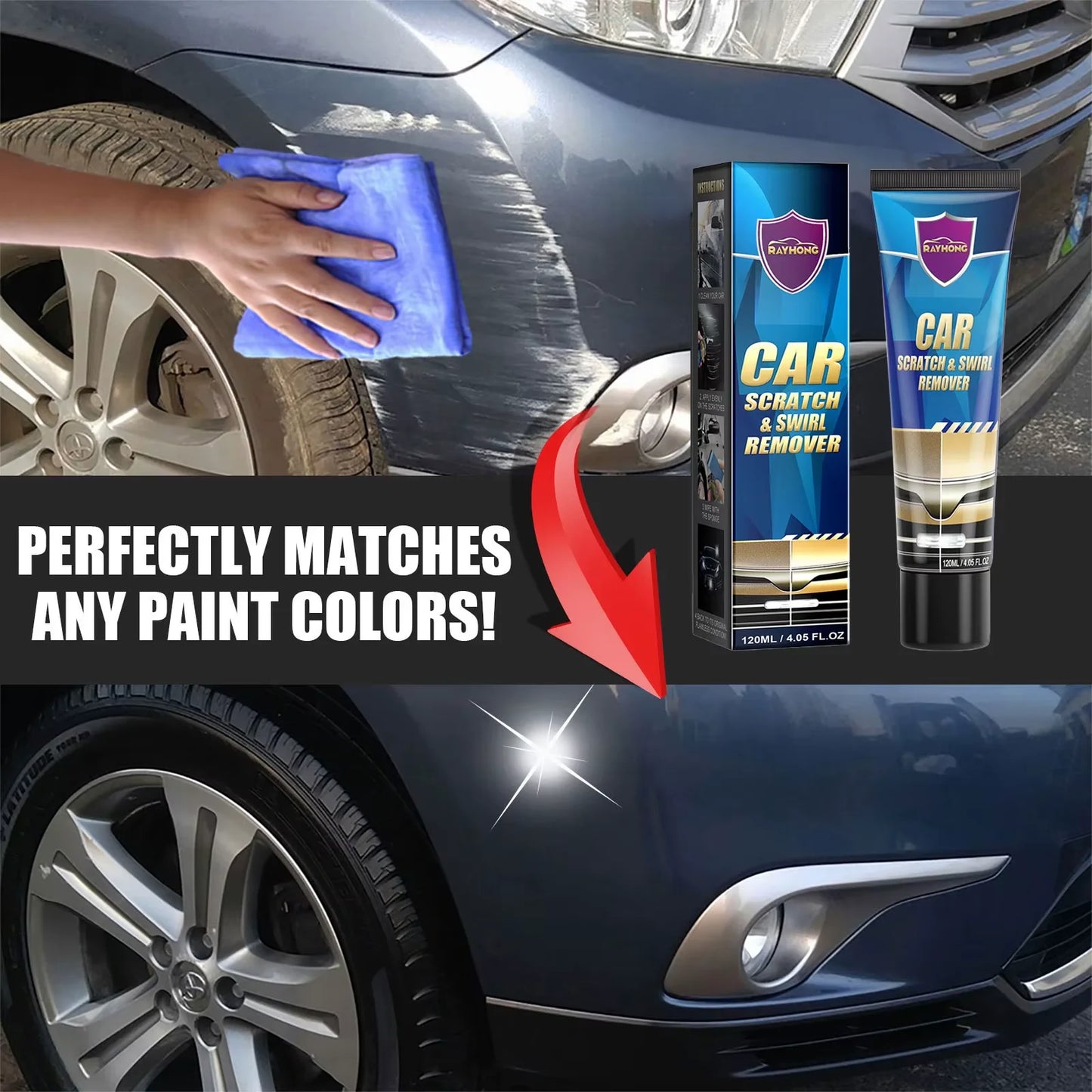 Rayhong 120ml Car Scratch Repair Kit Auto Body Paint Scratches Remove Polishing Wax Car Paint Scratch Cleaning Kit With Sponge - TrendForce25