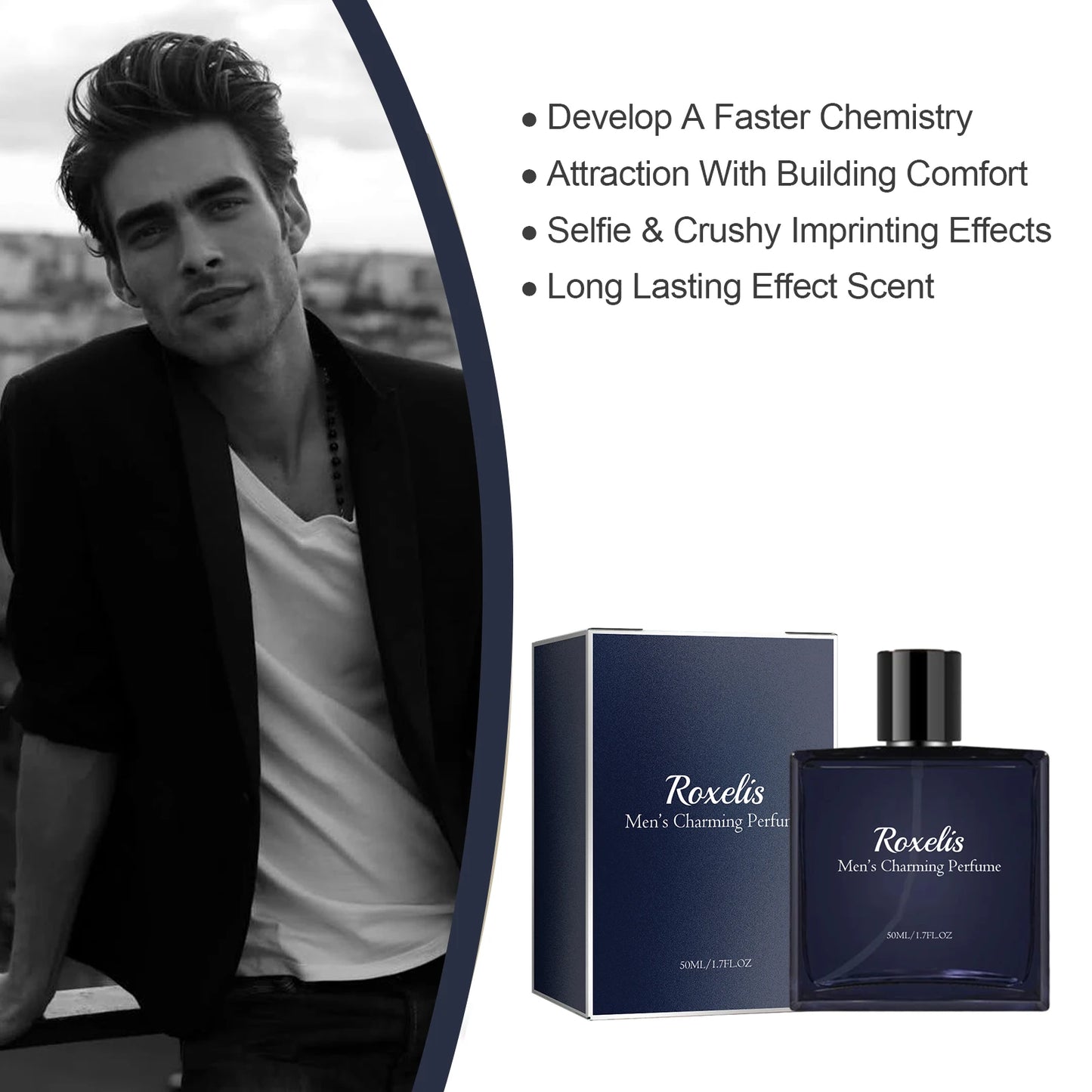 Roxelis 50ml Men Glamour Perfume Spray Cologne Light Fresh Pheromone Romantic Dating Fragrance - TrendForce25