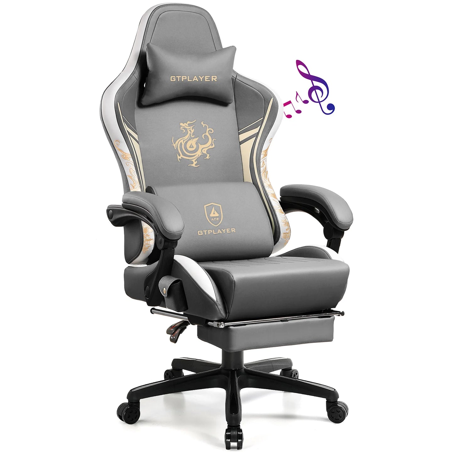 GTPLAYER Gaming Chair with Bluetooth Speakers, Footrest & Ergonomic Design, Dragon Series Video Game & Office Chair - TrendForce25