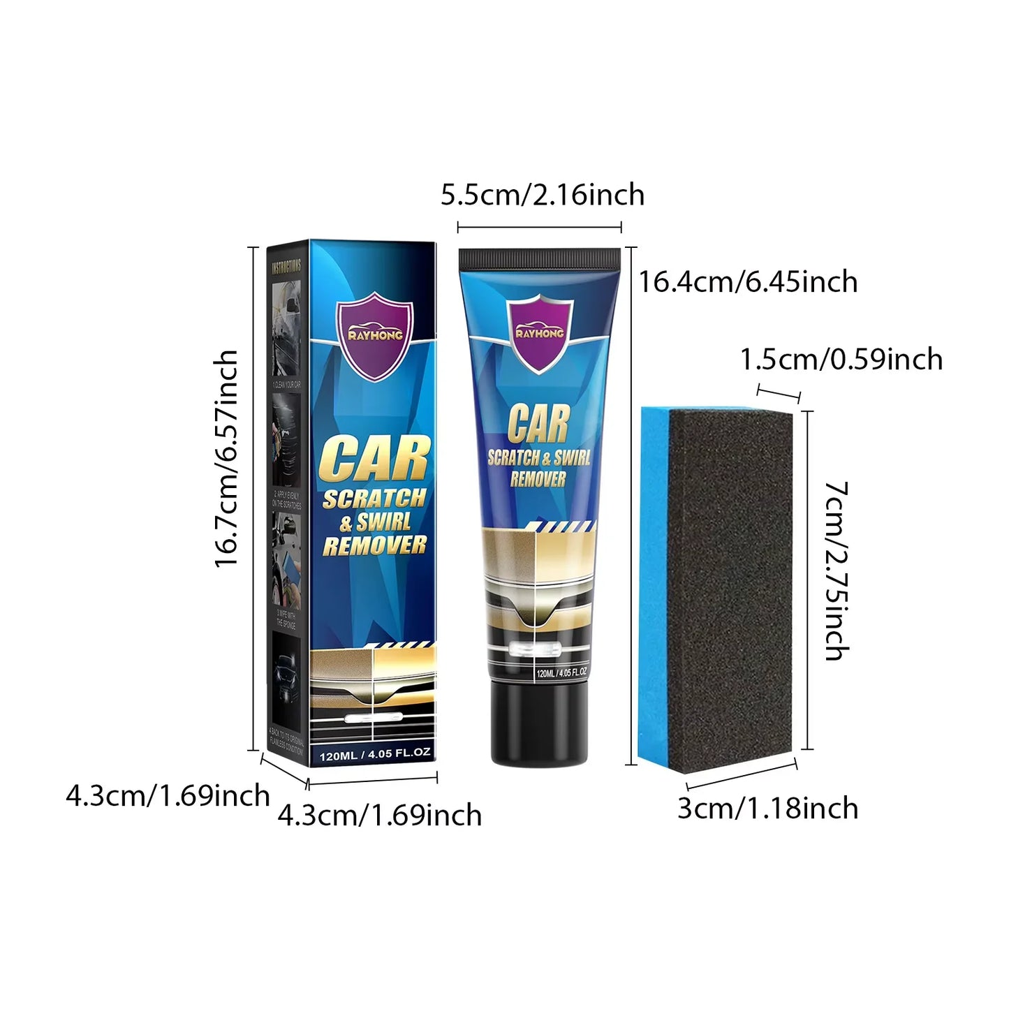 Rayhong 120ml Car Scratch Repair Kit Auto Body Paint Scratches Remove Polishing Wax Car Paint Scratch Cleaning Kit With Sponge - TrendForce25
