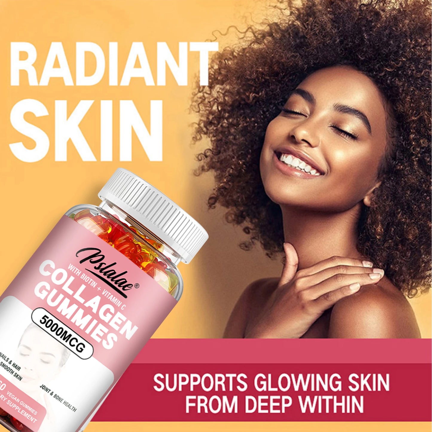 Collagen Gummies - with Biotin, Vitamin C - Supports Healthy Hair, Skin and Nails - 60 Gummies - TrendForce25