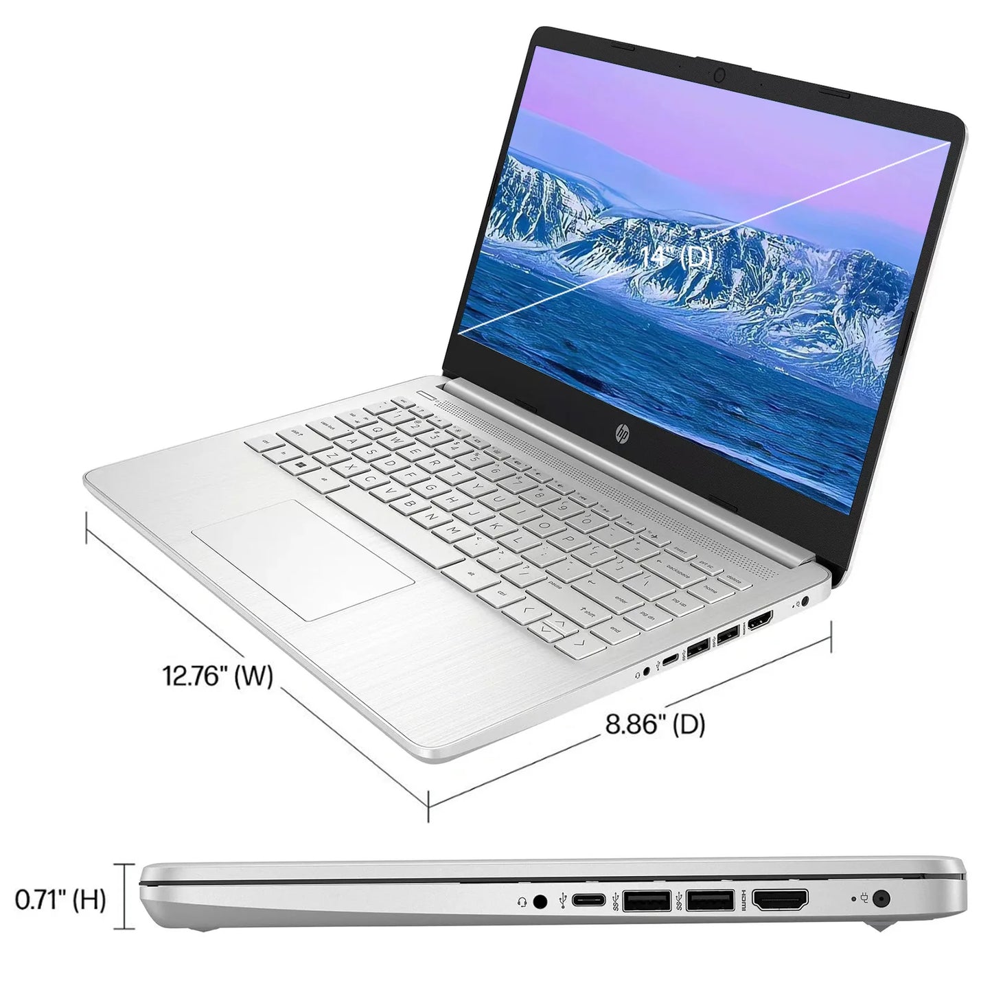 HP Newest 14" Business Laptop,Intel Celeron N4120,Up to16GB RAM,384GB Storage(128GB eMMC+256GB Micro SD),1Year Office 365,Silver - TrendForce25