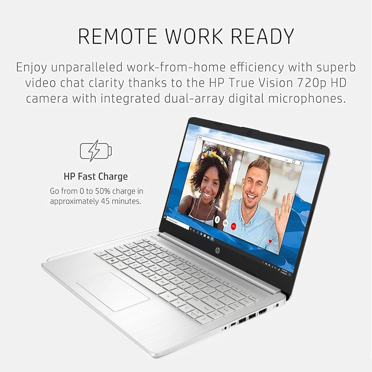HP Newest 14" Business Laptop,Intel Celeron N4120,Up to16GB RAM,384GB Storage(128GB eMMC+256GB Micro SD),1Year Office 365,Silver - TrendForce25