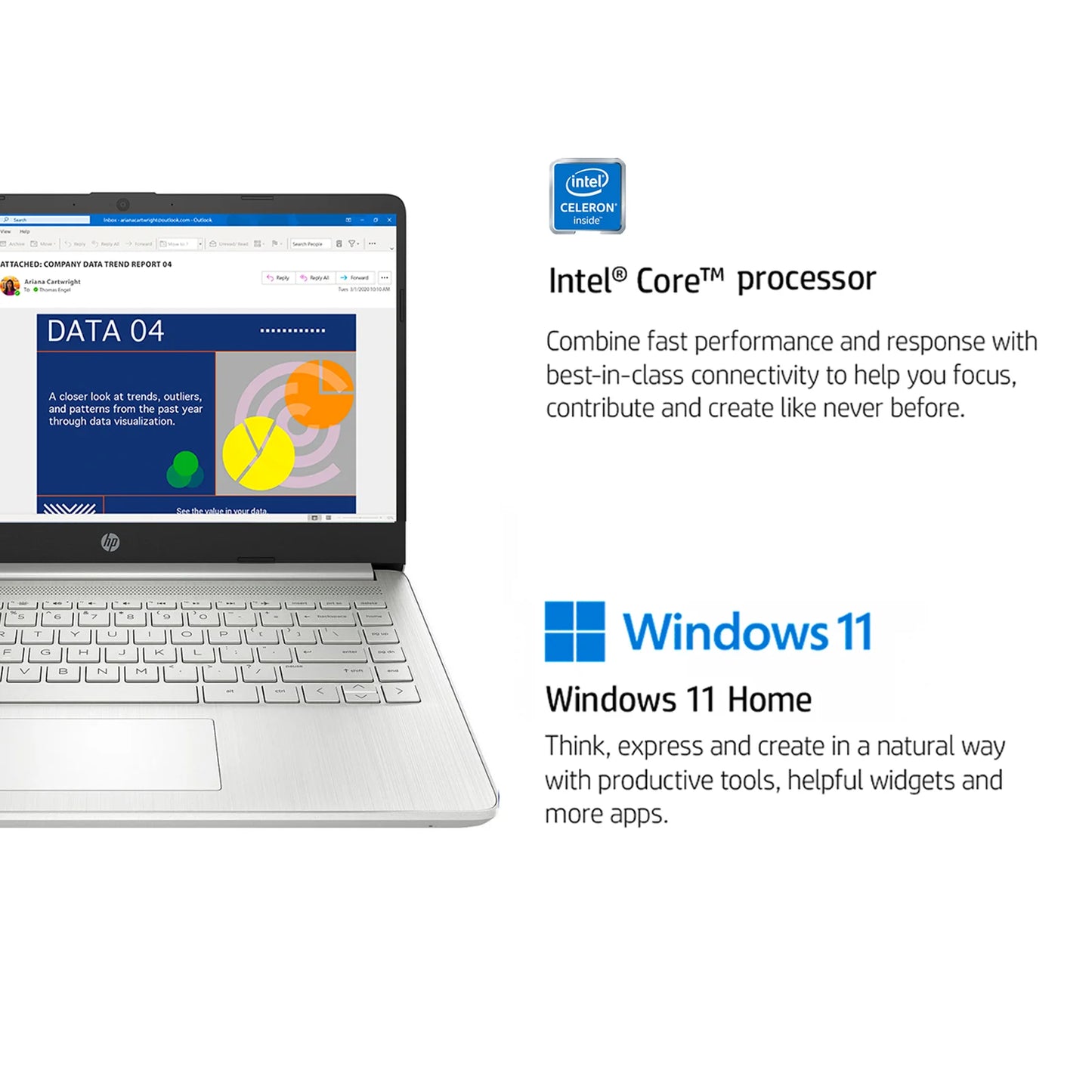 HP Newest 14" Business Laptop,Intel Celeron N4120,Up to16GB RAM,384GB Storage(128GB eMMC+256GB Micro SD),1Year Office 365,Silver - TrendForce25