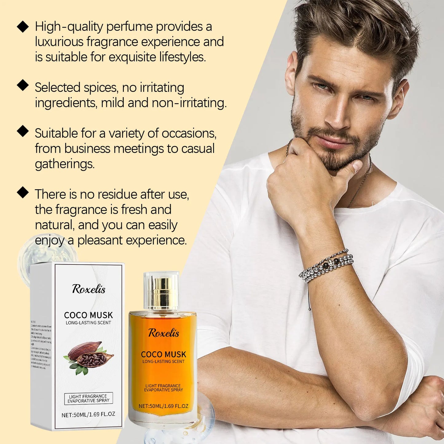 Roxelis 50ml Coco Musk Perfume Charming Cologne Lasting Pheromone Fragrance for Romantic Dating Atmosphere - TrendForce25