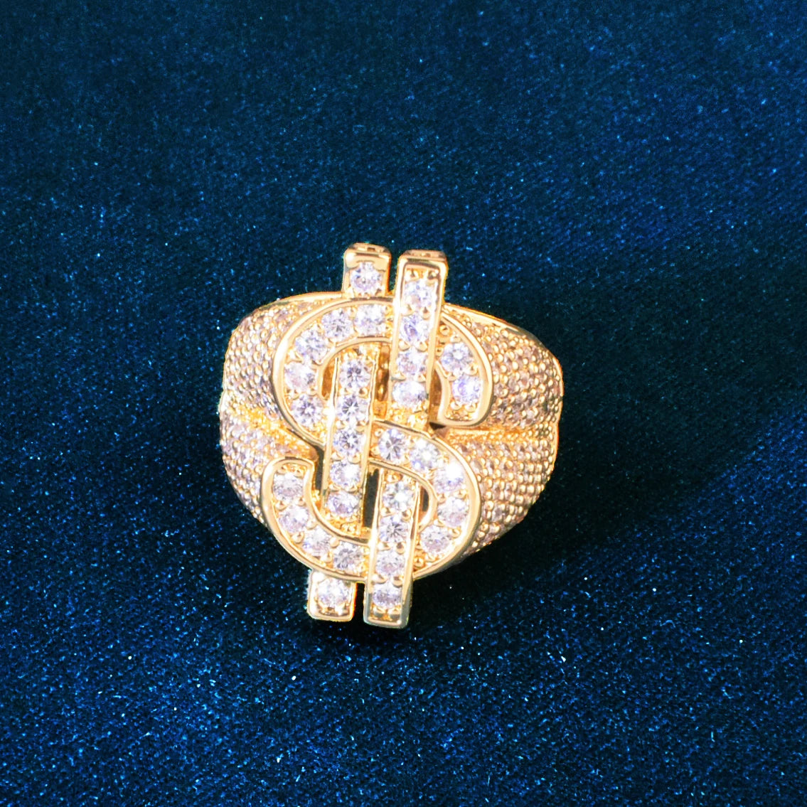 Dollar Money Sign Ring For Men Hip Hop RINGS Gold Color Bling Cubic Zirconia Fashion Rock Jewelry Gift
