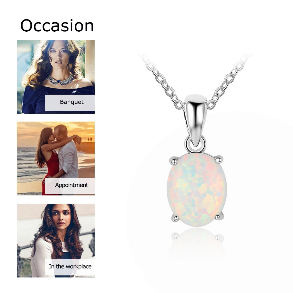 Women Milky Opal Pendants & Necklaces With Silver Color Jewelry Wedding Gifts High Quality (JewelOra NE101901) - TrendForce25