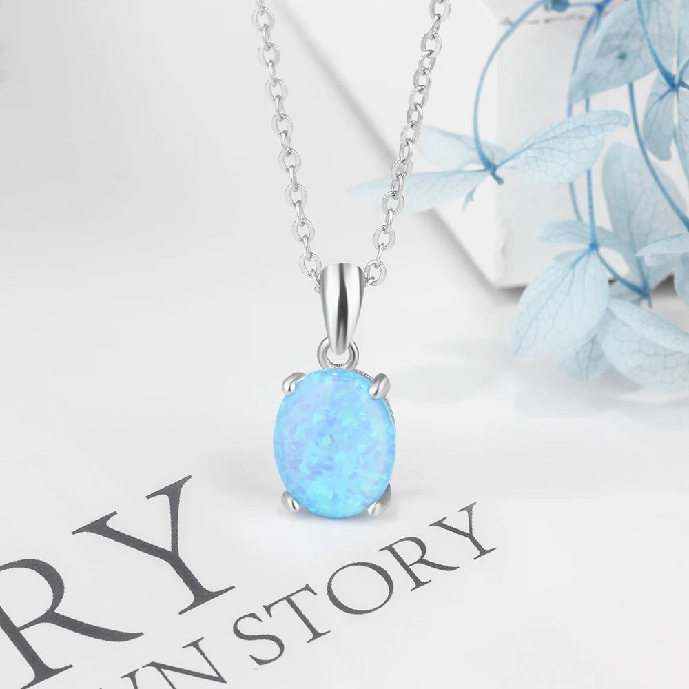 Women Milky Opal Pendants & Necklaces With Silver Color Jewelry Wedding Gifts High Quality (JewelOra NE101901) - TrendForce25