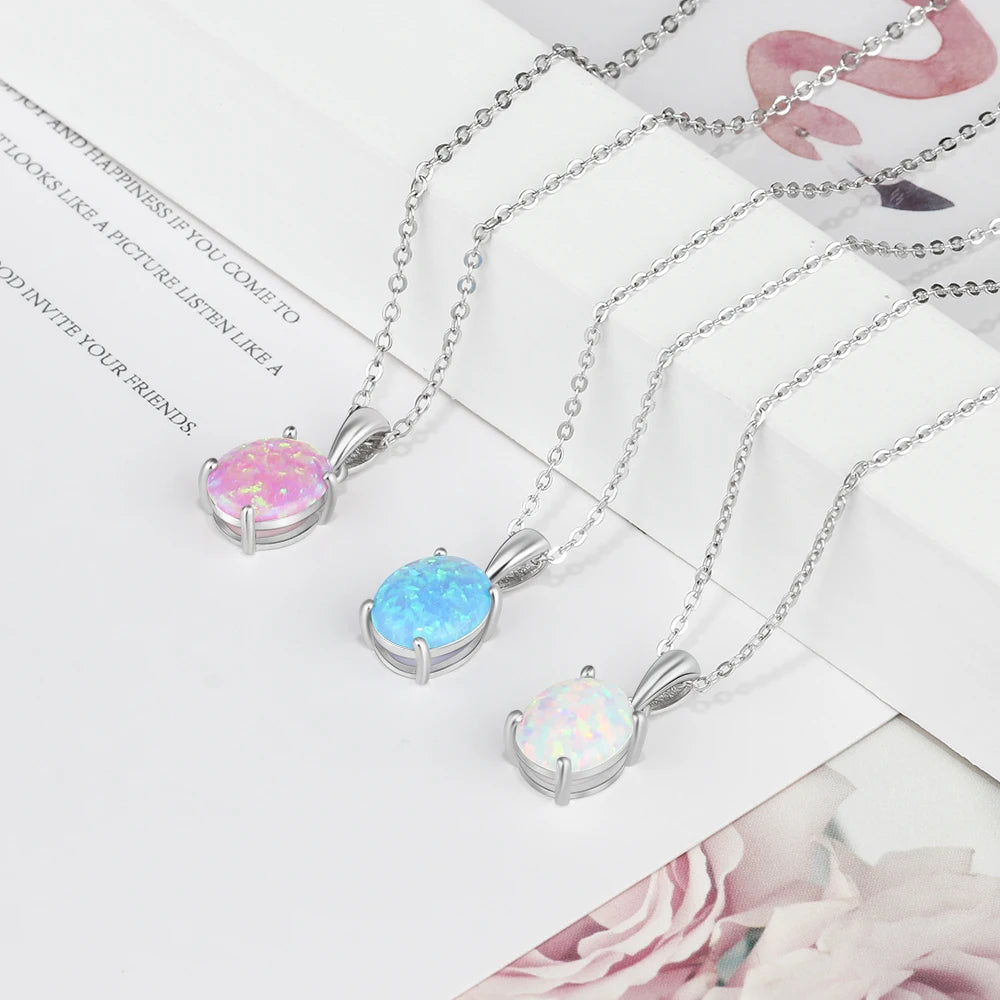 Women Milky Opal Pendants & Necklaces With Silver Color Jewelry Wedding Gifts High Quality (JewelOra NE101901) - TrendForce25