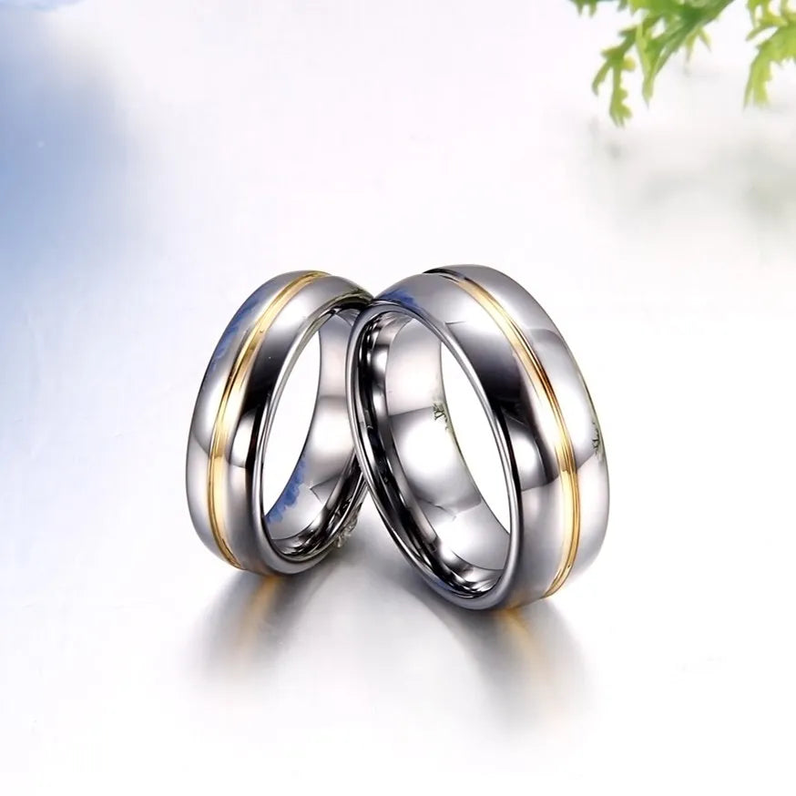BONISKISS Couple Inset Tungsten Carbide Ring for Anniversary Engagement Wedding Rings 6/8 mm Bague Femme Lovers' Jewelry Ring - TrendForce25
