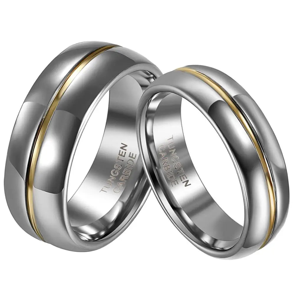 BONISKISS Couple Inset Tungsten Carbide Ring for Anniversary Engagement Wedding Rings 6/8 mm Bague Femme Lovers' Jewelry Ring - TrendForce25