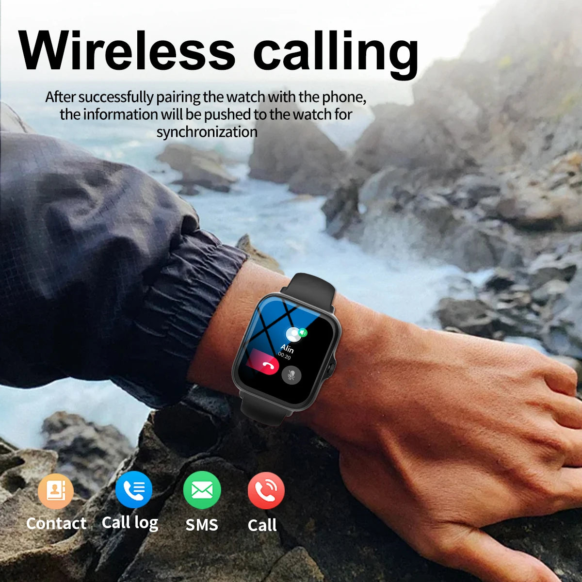 Smart watch with full touch screen, call, message reminder, music control and other functions, compatible with iPhone/android mo - TrendForce25
