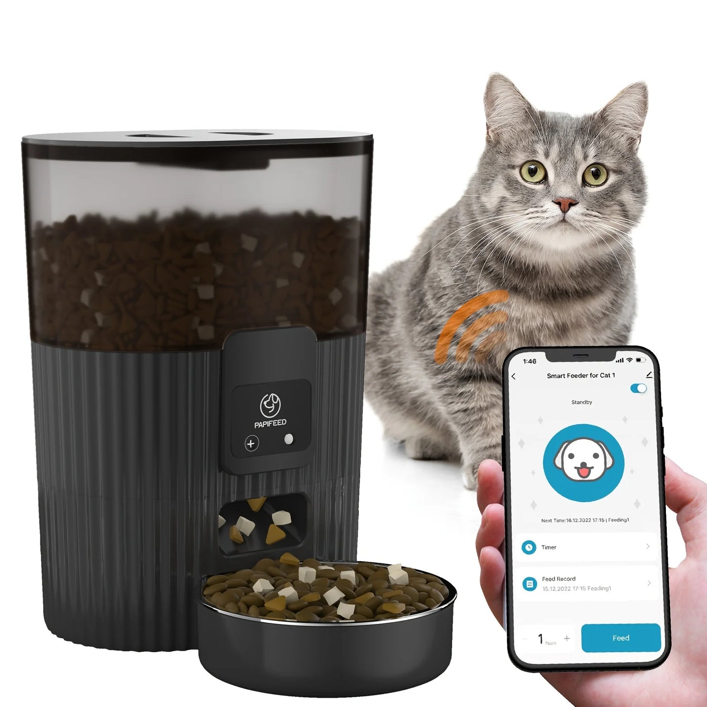 PAPIFEED cat automatic feeder dog fixed feeding machine cat food dog food wifi remote smart cat pet food dispenser - TrendForce25