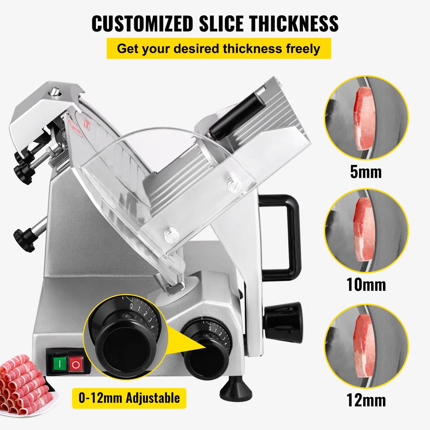 VEVOR Meat Slicer 200W/240W/320W/340W Electric Deli Food Slicer Adjustable Thickness for Commercial and Home Use Cut Meat Cheese - TrendForce25