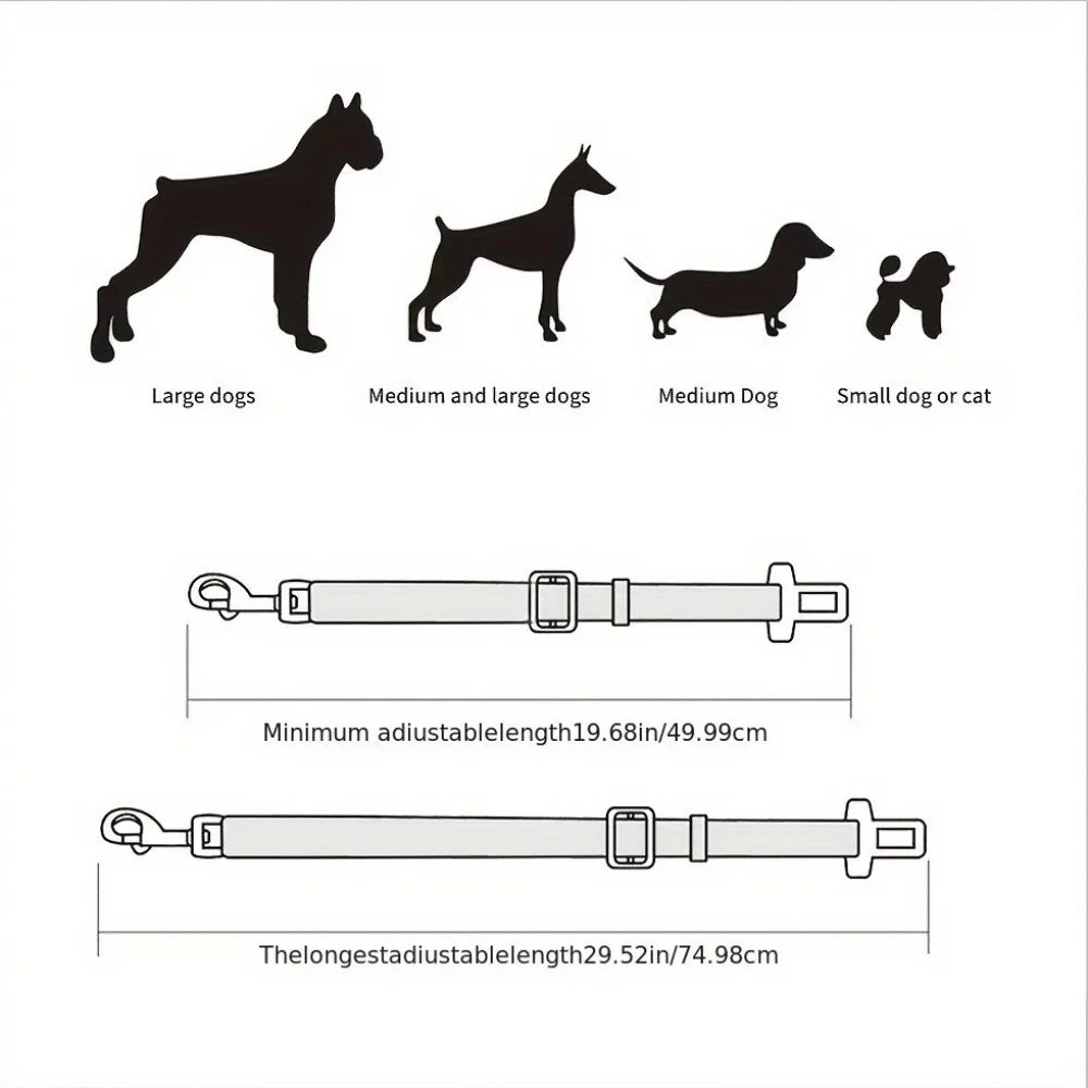 Pet Car Safety Harness: Adjustable Dog Seat Belt for Small to Large Breeds - Nylon Material - TrendForce25
