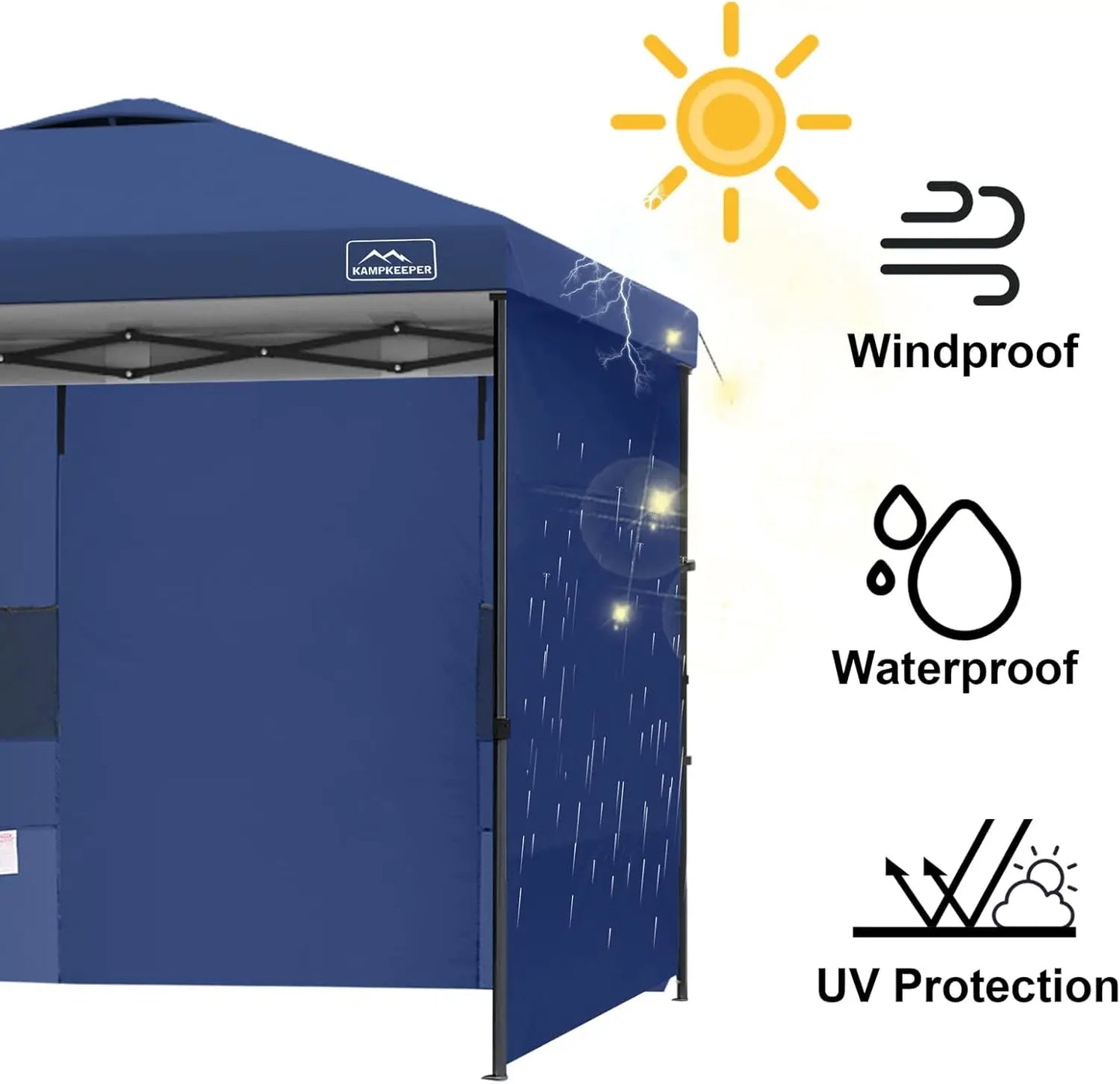 KAMPKEEPER Instant 10X10 Canopy Sidewalls with 4 Pockets for Pop Up Canopy Frame, 2Pack Sunwalls fit 10' Outdoor