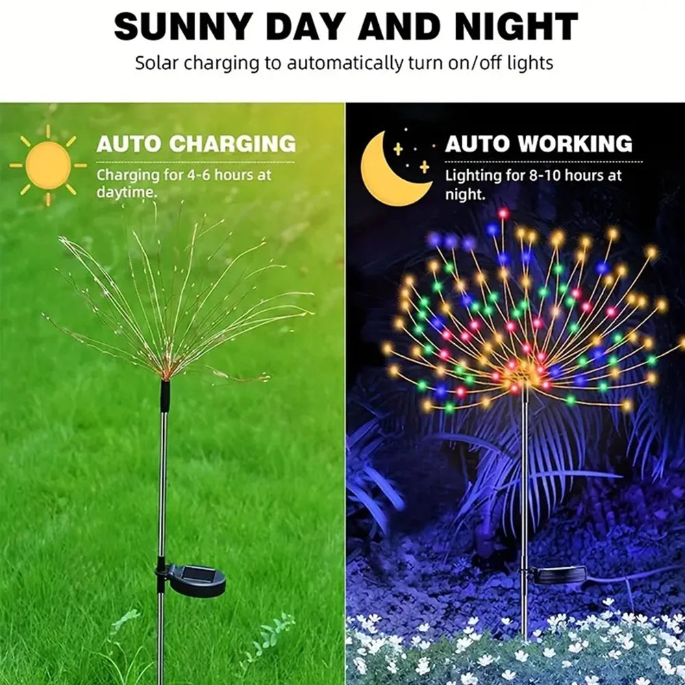 320/240LED Solar Fireworks Lights Bright 4 in1 Pack Lawn Lamp Outdoor Garden Decoration Starburst Lights 8 Mode Fairy Lights - TrendForce25