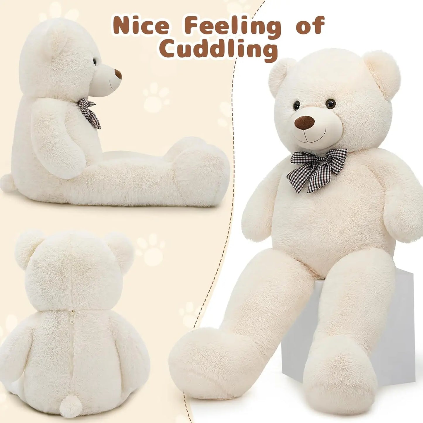 Giant Teddy Bear 4 Feet Stuffed Animal Stuffed Bear Baby Shower Life Size Large Teddy for Girlfriend Boyfriend Wife Children
