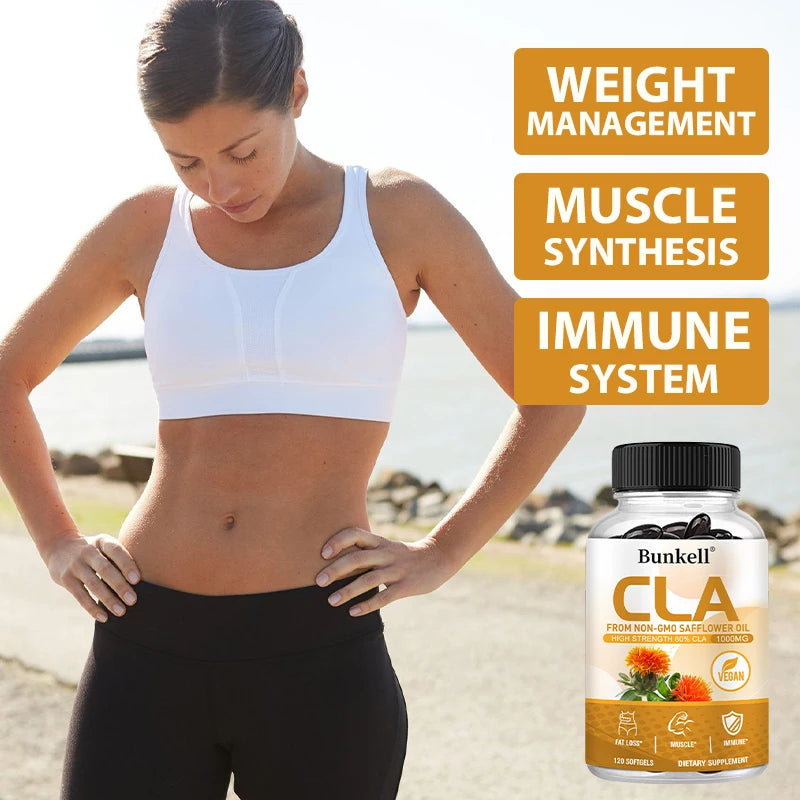 CLA 1000mg Supplement - 80% CLA 800mg - Fat Burner, Cholesterol - Energy Metabolism, Lean Muscle, Workout