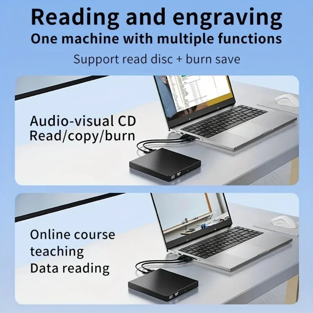 USB3.0CD/DVD Drive-smooth External Drive with Multiple Optical Disk Support,Plug and Play Laptop,Desktop,Windows,Linux,Mac - TrendForce25