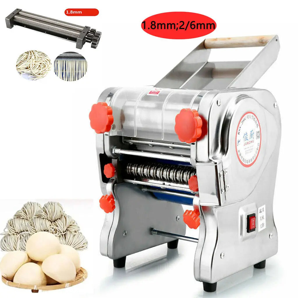 550W Electric Pasta Maker Noodle Machine Dumpling Skin Roller Steel Full Stainless Steel Dual Knife Noodle Maker For Commercial