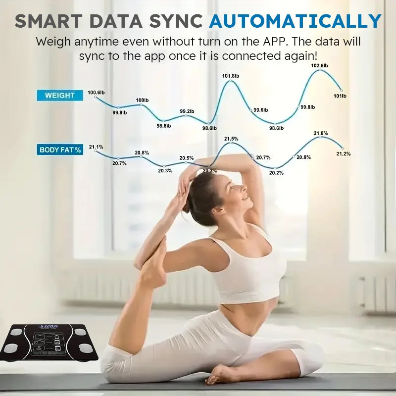 Smart Body Fat Scale Wireless LED Digital Bathroom Weight Scale Body Composition Analyzer Testing Scale - TrendForce25
