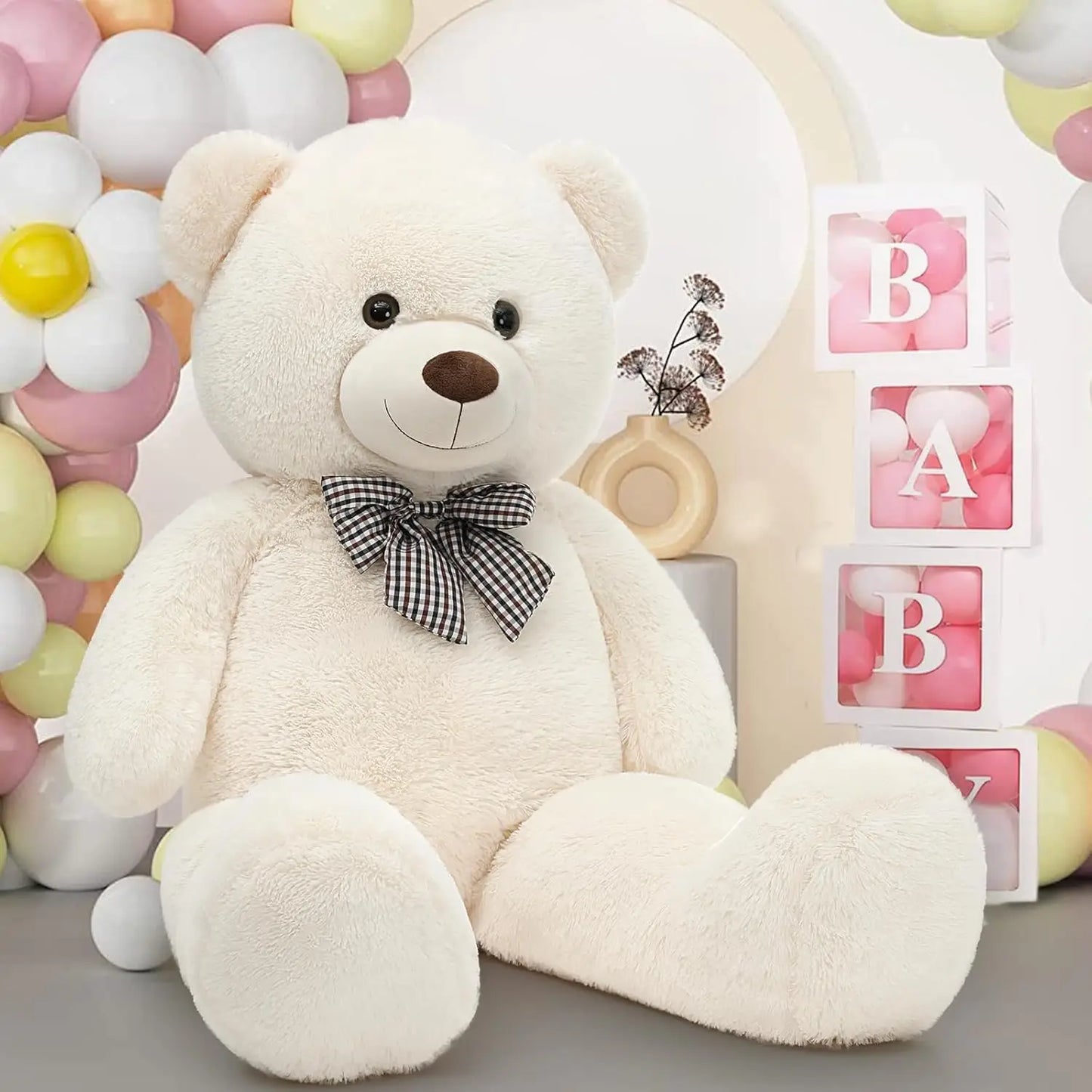 Giant Teddy Bear 4 Feet Stuffed Animal Stuffed Bear Baby Shower Life Size Large Teddy for Girlfriend Boyfriend Wife Children