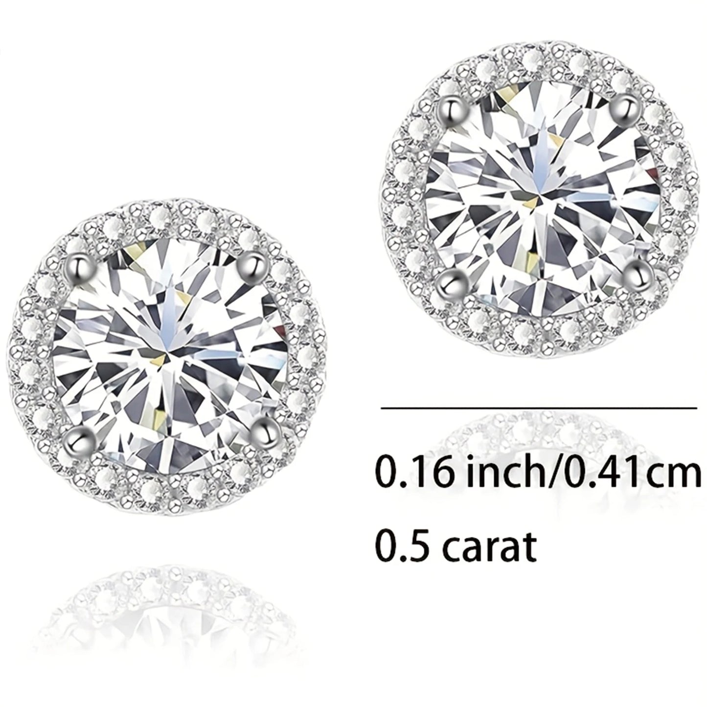 925 Silver, Moissanite Threaded Earrings, Men's Earrings, Women's Earrings, set with 0.5ct Moissanite, simple niche style, suita