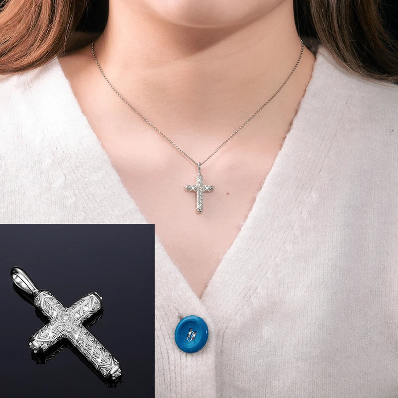 Exquisite Fashion 925 Sterling Silver Cross Pendant Moissanite Pendant Necklace For Men Women Hip Hop Jewelry Wholesale 2022 New - TrendForce25