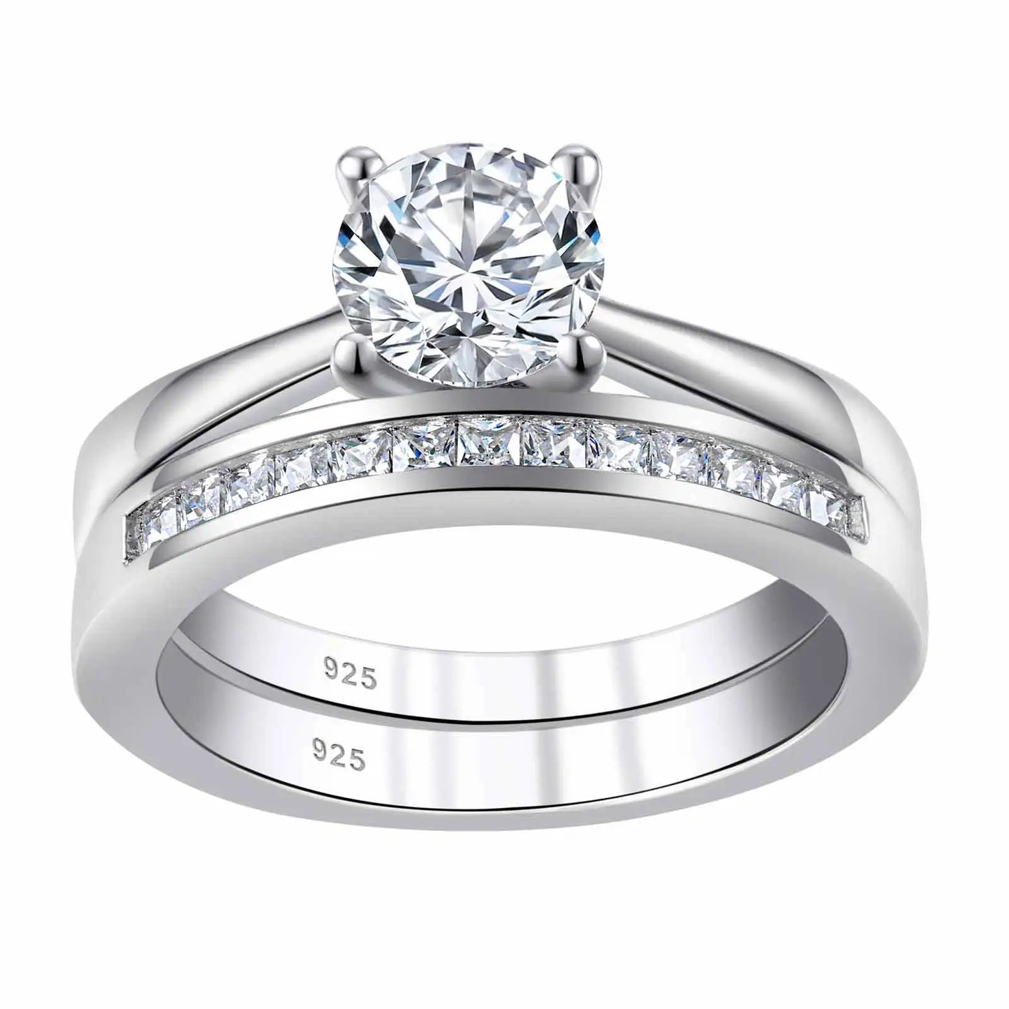 Newshe 925 Silver Engagement Ring Wedding Band White Yellow Gold Jewelry Luxury Solitaire Round Cubic Zircon Diamond Rings