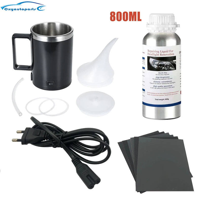 Car Headlight Polish Restoration Kit Car Headlight Repair Renovation Kit 800G Headlamp Liquid Polymer Auto Tool Set - TrendForce25