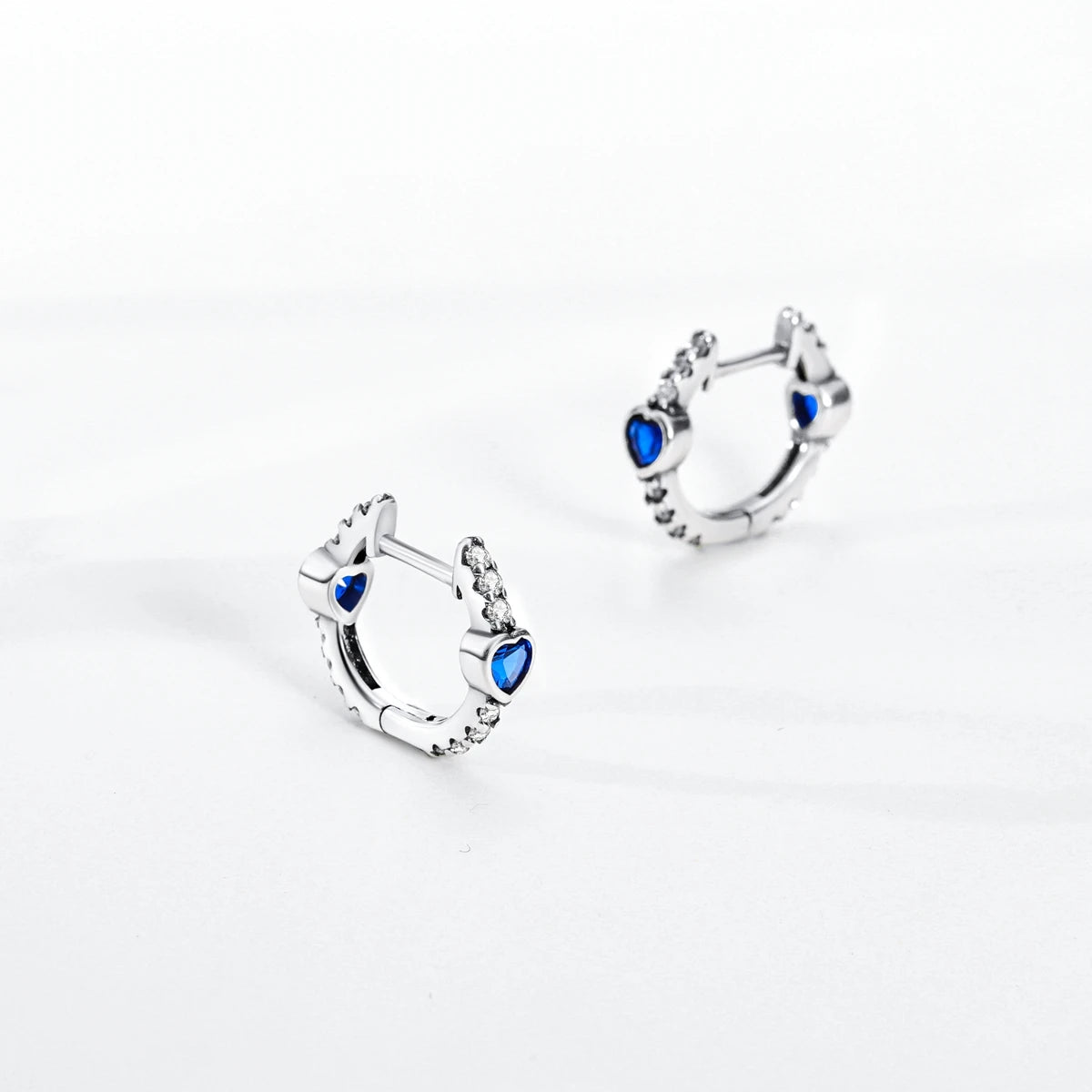 Orstarry 925 Sterling Silver Blue heart-shaped Earrings Jewelry Hoop Earrings For Women Jewelry Birthday Party Trendy Gifts - TrendForce25