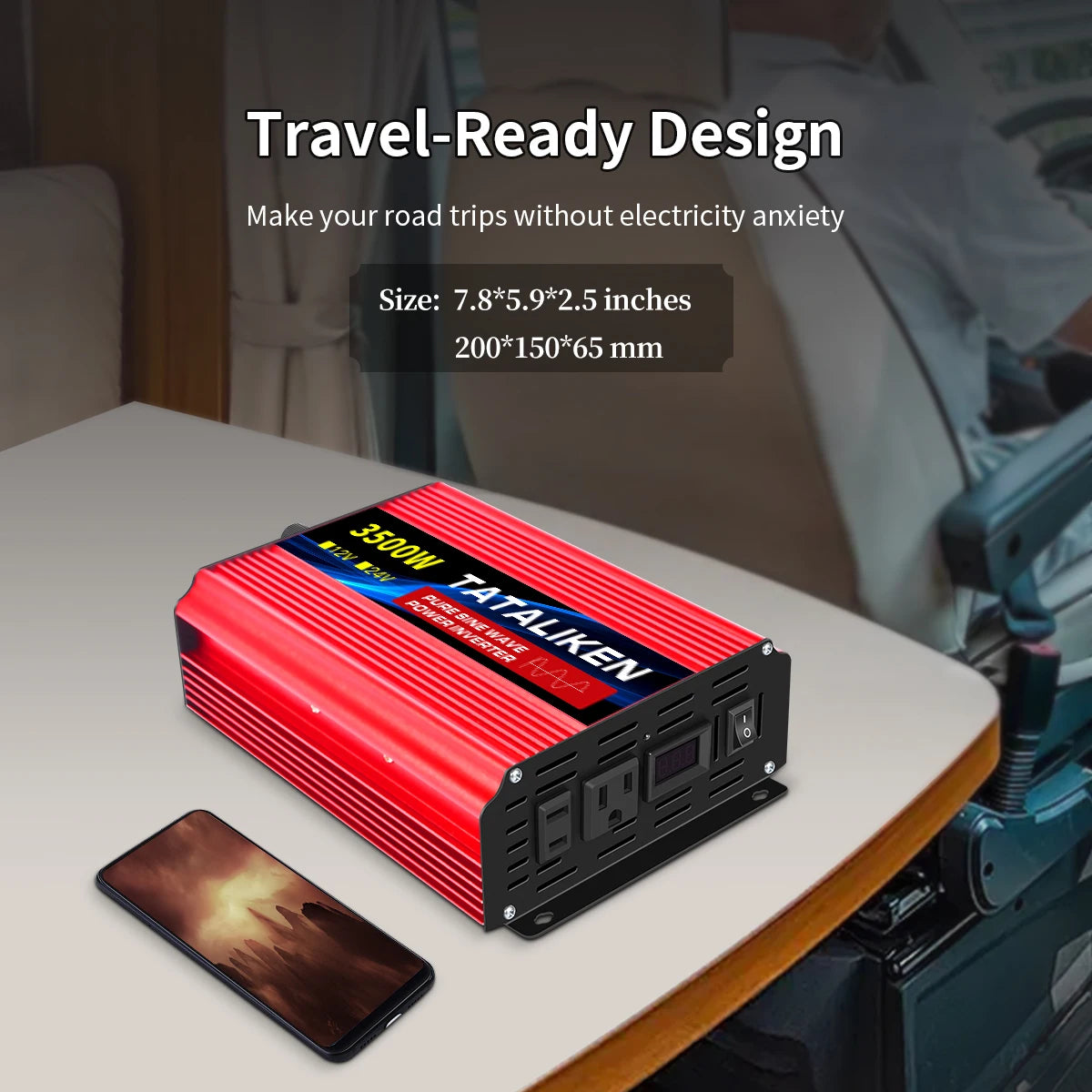 US Socket 12V To AC 110V 60HZ Pure Sine Wave Inverter Car Power 1600W/2200W/3000W Voltage Portable Converter with LED - TrendForce25