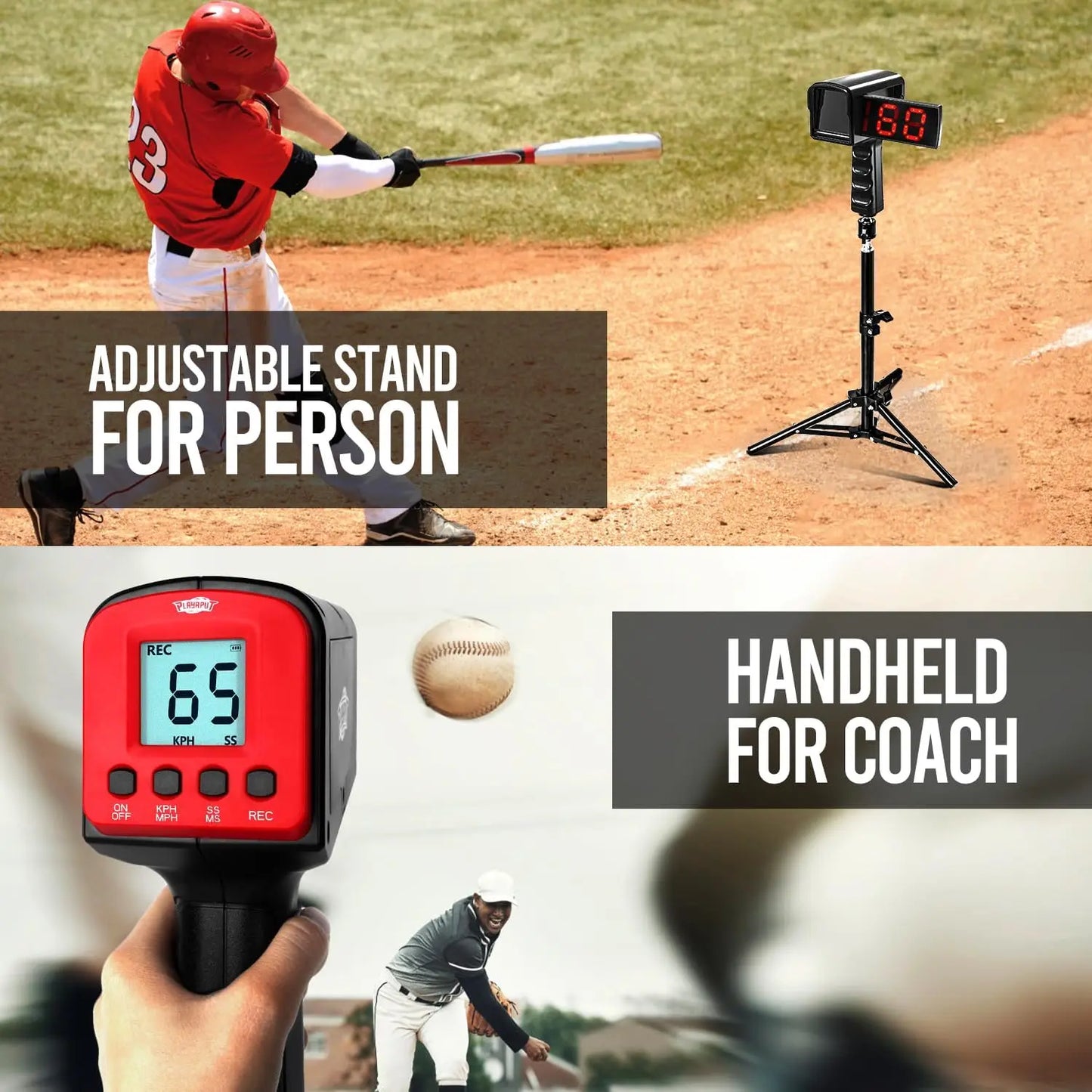 Baseball Radar Guns - Speed Sensors Baseball Speed Training Equipment with LED+LCD Larger Display, Handheld