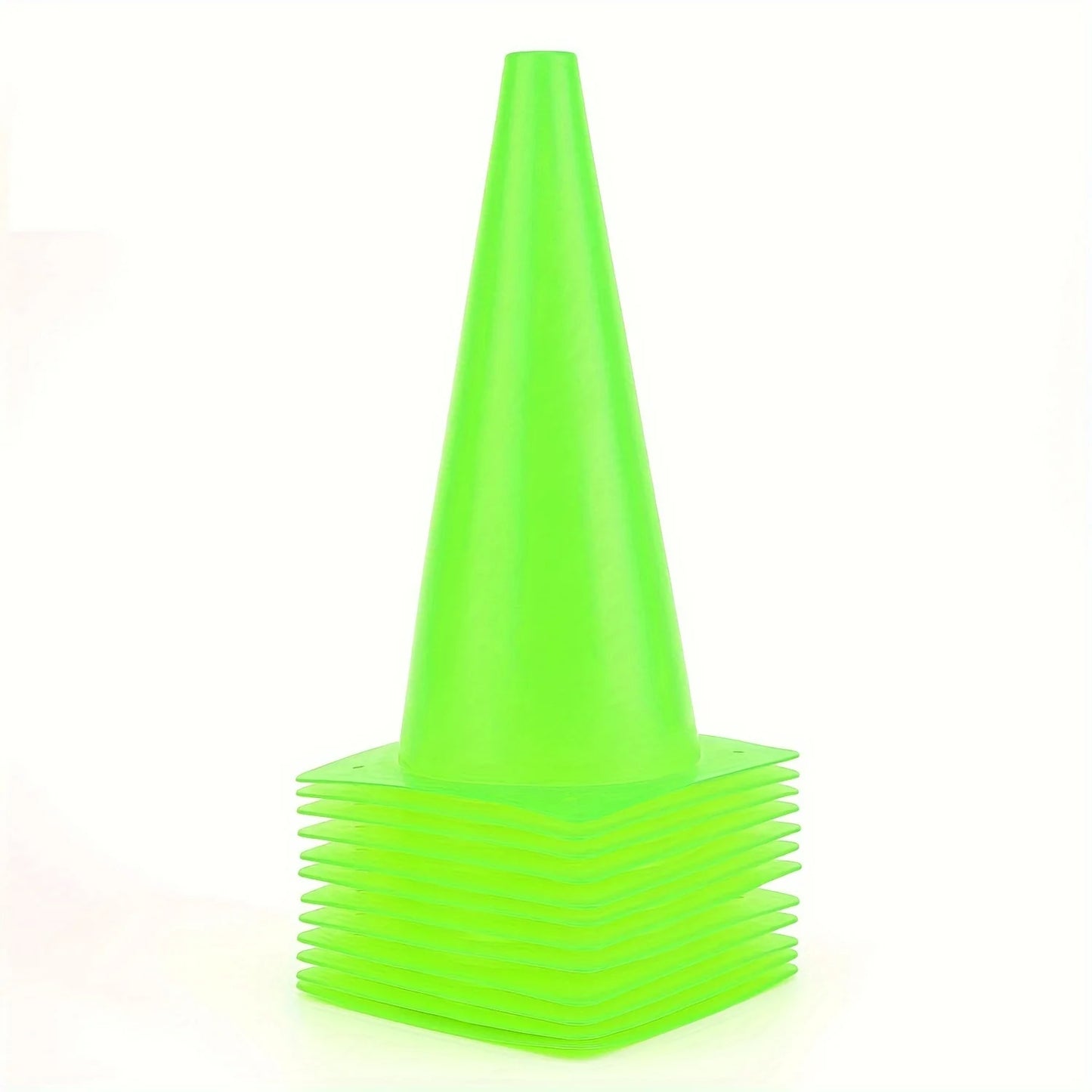 Durable Orange & Green 12Pcs 12 Inch Plastic Traffic Training Cones for Soccer Basketball Football Drills, Safety Parking Cones