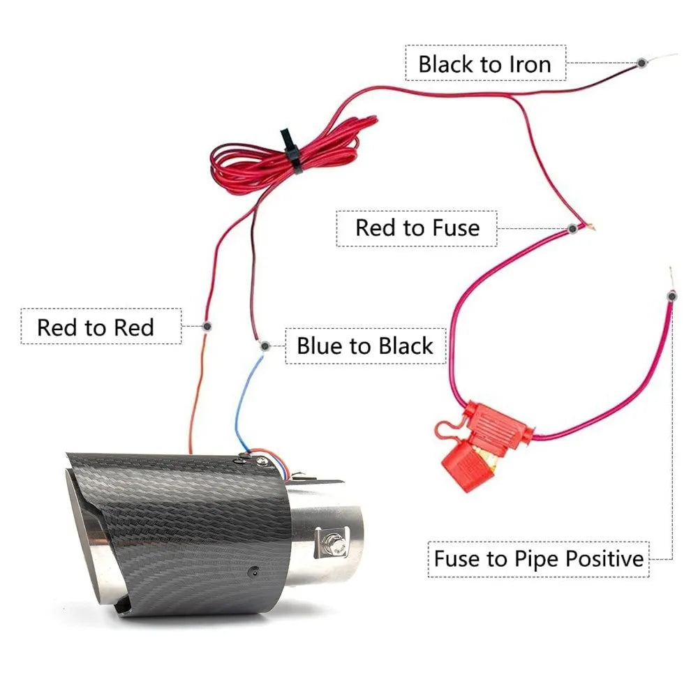 Universal Car Modified Exhaust Muffler Tip Pipe LED Red/Blue Light Outlet Exhaust Pipe Tail Throat Silencer Turbo Sport