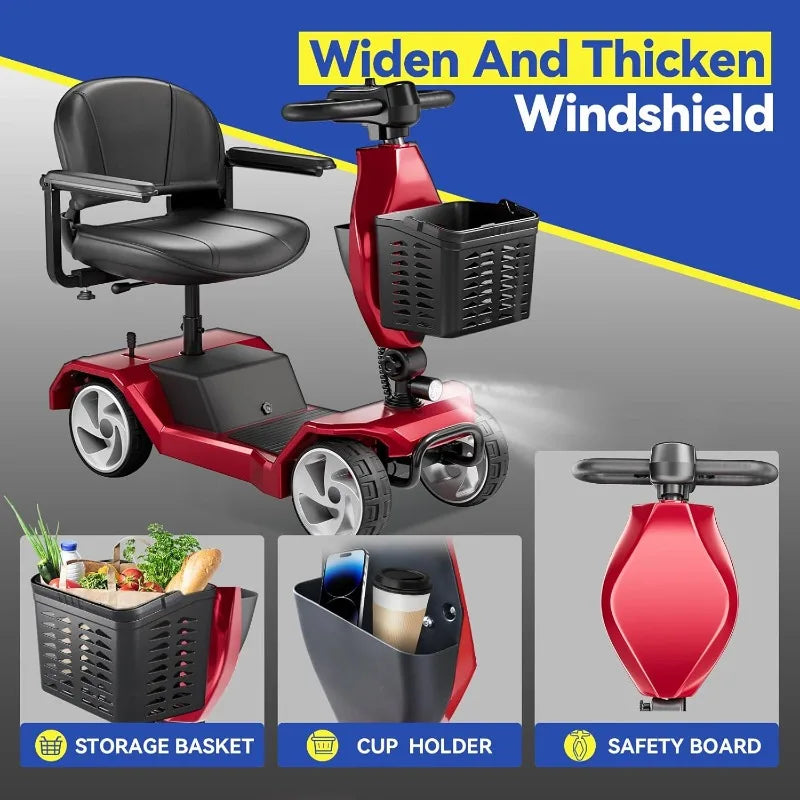4 Wheel Foldable Mobility Scooters for Adults, Folding Travel Mobility Scooter with Seat - TrendForce25