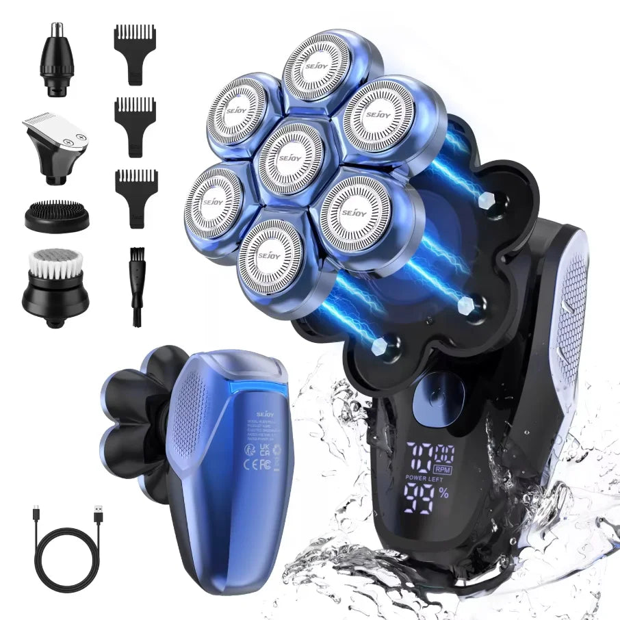 SEJOY Multifunctional Electric Shavers Kits for Bald Head Shaver Beard Shaving Machine for Men Grooming Kit Husband Gift