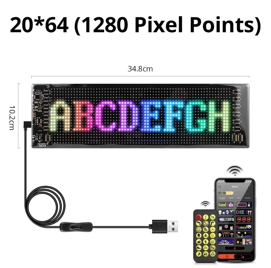 2pcs Car Devil Eyes Smart USB LED Pixel Matrix Display Screen Panel Car Decor Advertising Sign DIY Text Image Animation Art Gift