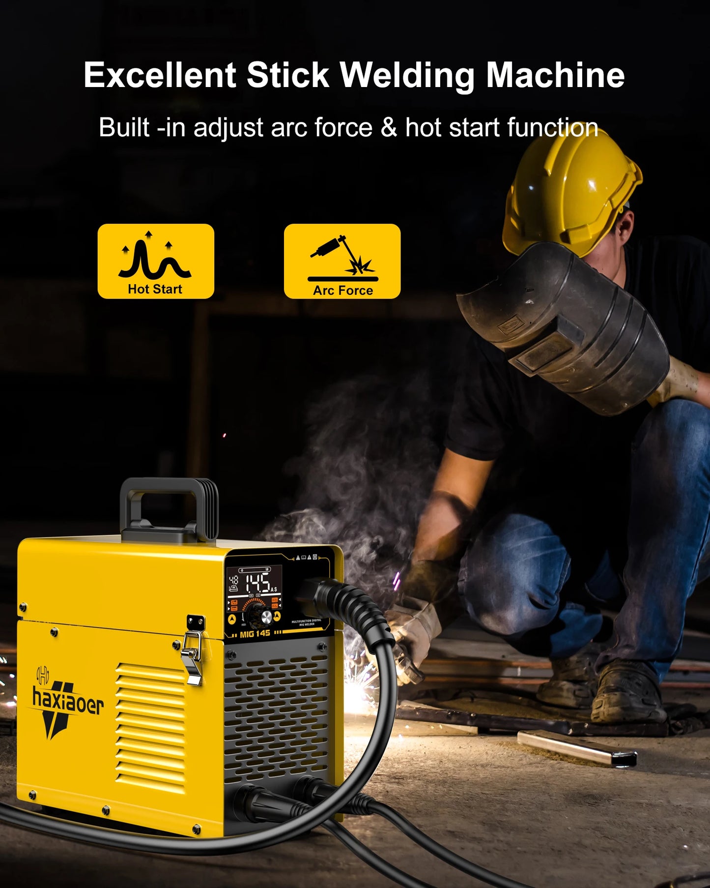 Haxiaoer MIG145 Welding Machine MMA/GASLESS MIG/LIFT TIG 120A Welder Flux Core Welder for Carbon Steel Stainless Steel - TrendForce25