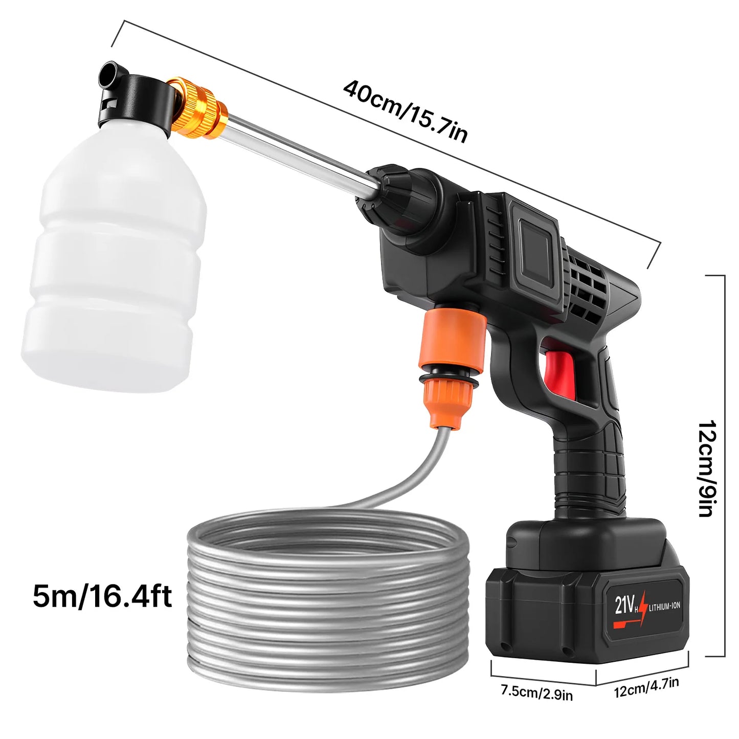Cordless Pressure Washer,3-in-1 Nozzle Handheld Cordless Power Pressure Washer, Portable Cordless Power Cleaning Tool with 435PS