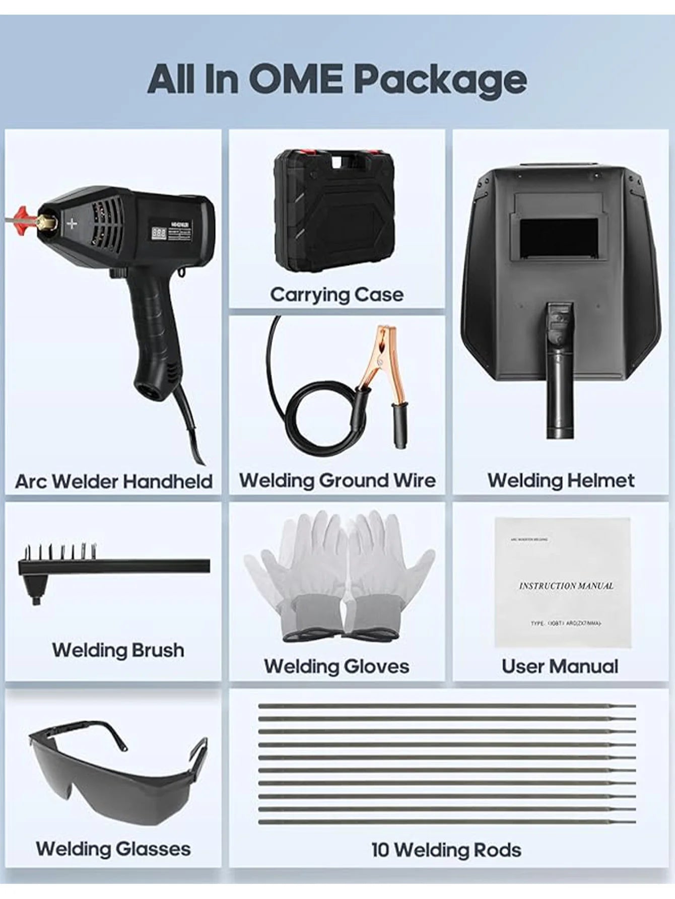 Handheld Welder Machine 110V Portable ARC Welding Machine 20-200Amp Digital Display IGBT Inverter With Welding Tool Set,Folding - TrendForce25