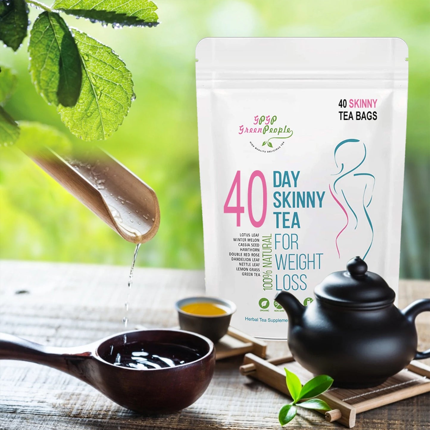 Natural 40 Days Herbal Skinny Detox Weight Loss Supplement No Caffeine Non-GMO Health Food Vitamins And Supplements - TrendForce25