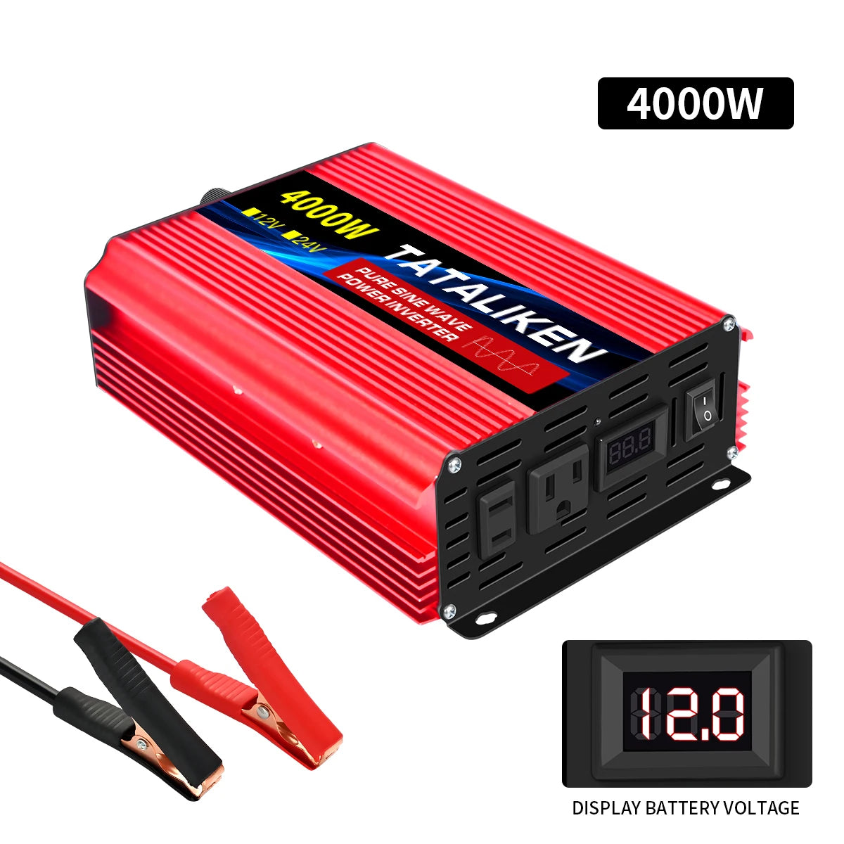 US Socket 12V To AC 110V 60HZ Pure Sine Wave Inverter Car Power 1600W/2200W/3000W Voltage Portable Converter with LED - TrendForce25
