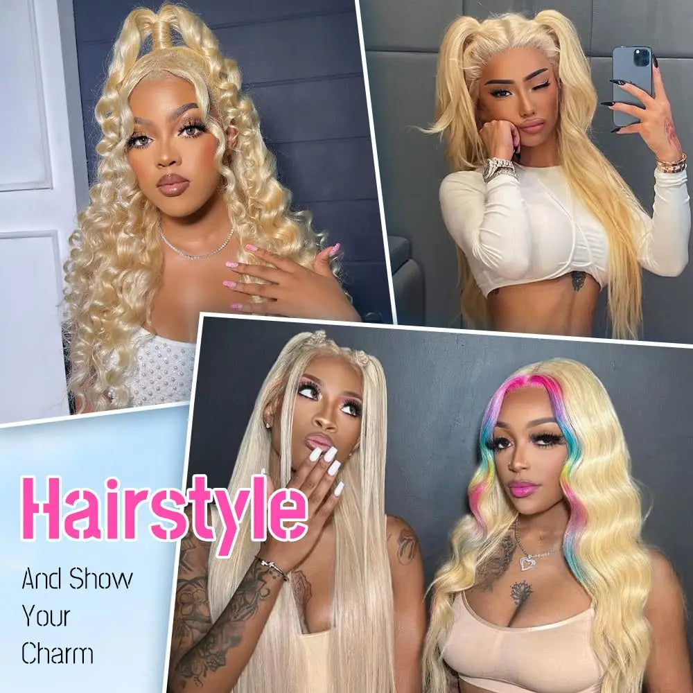 613 Lace Front Wig Human Hair 13x6 Blonde Human Hair Wigs 250% Density Body Wave Lace Front Wigs Human Hair Pre Plucked 26 Inch - TrendForce25