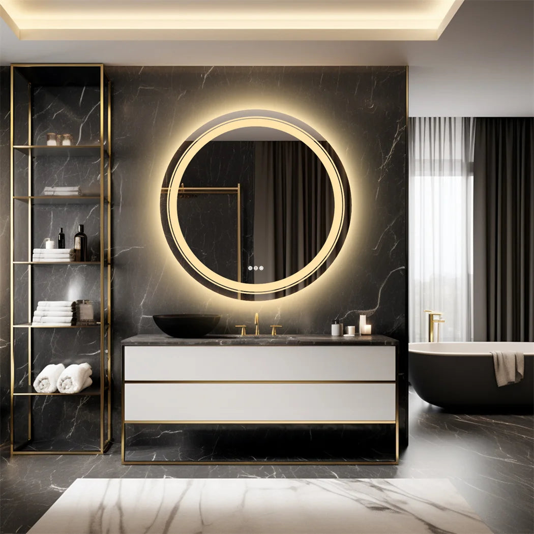 LUVODI Smart Illuminate LED Mirror for Bathroom Round Waterproof Washroom Toliet Wash Basin Bath Shower Fogless Mirror - TrendForce25