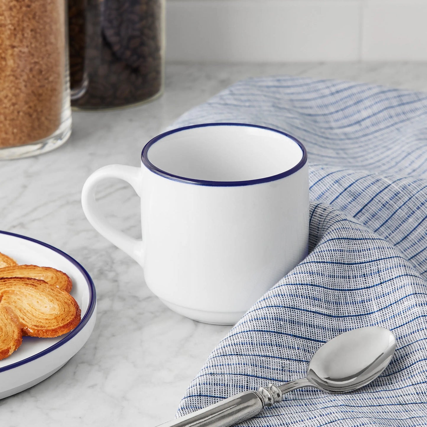 (4 pack) Mainstays Blue Rim Stoneware Mug