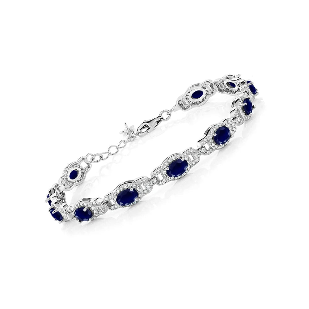 925 Sterling Silver Oval Gemstone Birthstone Tennis Bracelet for Women Fine Jewelry Gifts for Her Mom Women Wife USA Warehouse