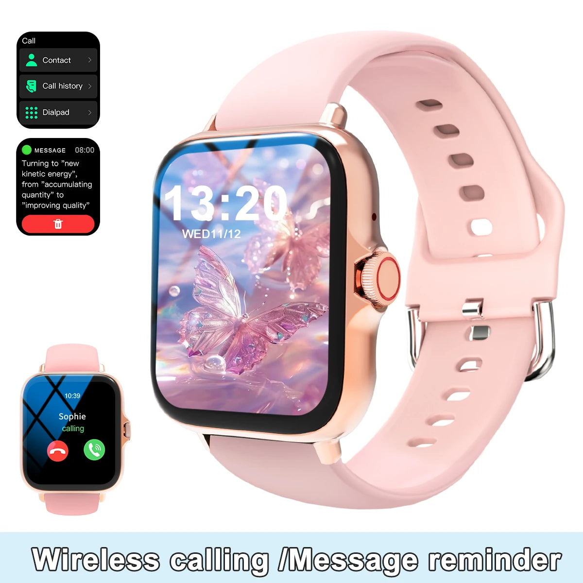 Smart watch with full touch screen, call, message reminder, music control and other functions, compatible with iPhone/android mo - TrendForce25